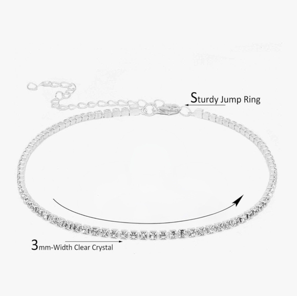 Dazzling Silver Crystal Choker Necklace - Picture 7 of 8